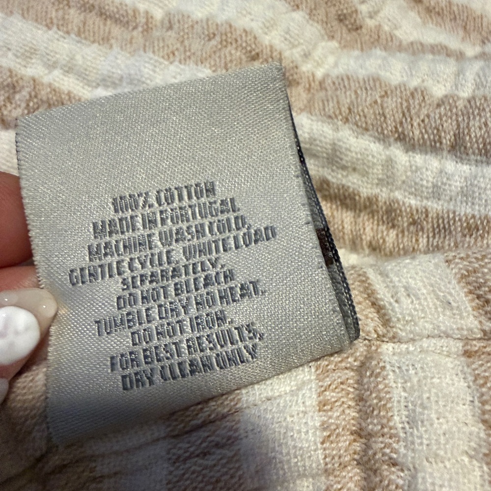 Texteis Penedo Cotton Tan Cream Striped Throw Blanket - Picture 5 of 5
